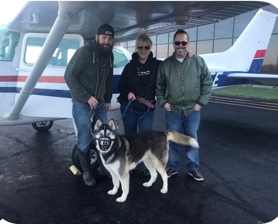Cassie with Scott during a rescue flight